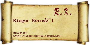 Rieger Kornél névjegykártya