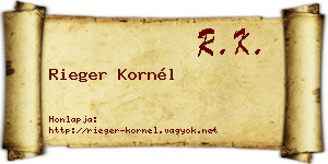Rieger Kornél névjegykártya